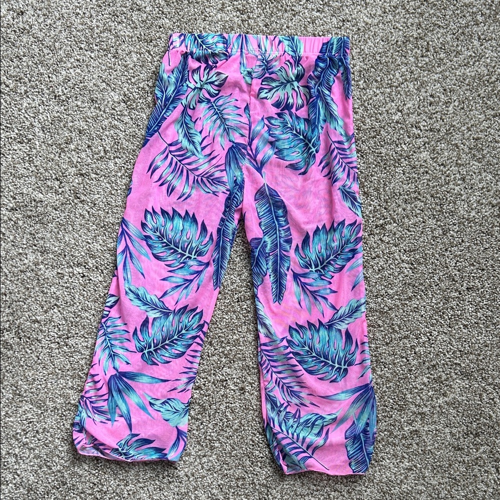 Kids Tropical Pull on Sheer Gauze Beach Pants, Size 5Y